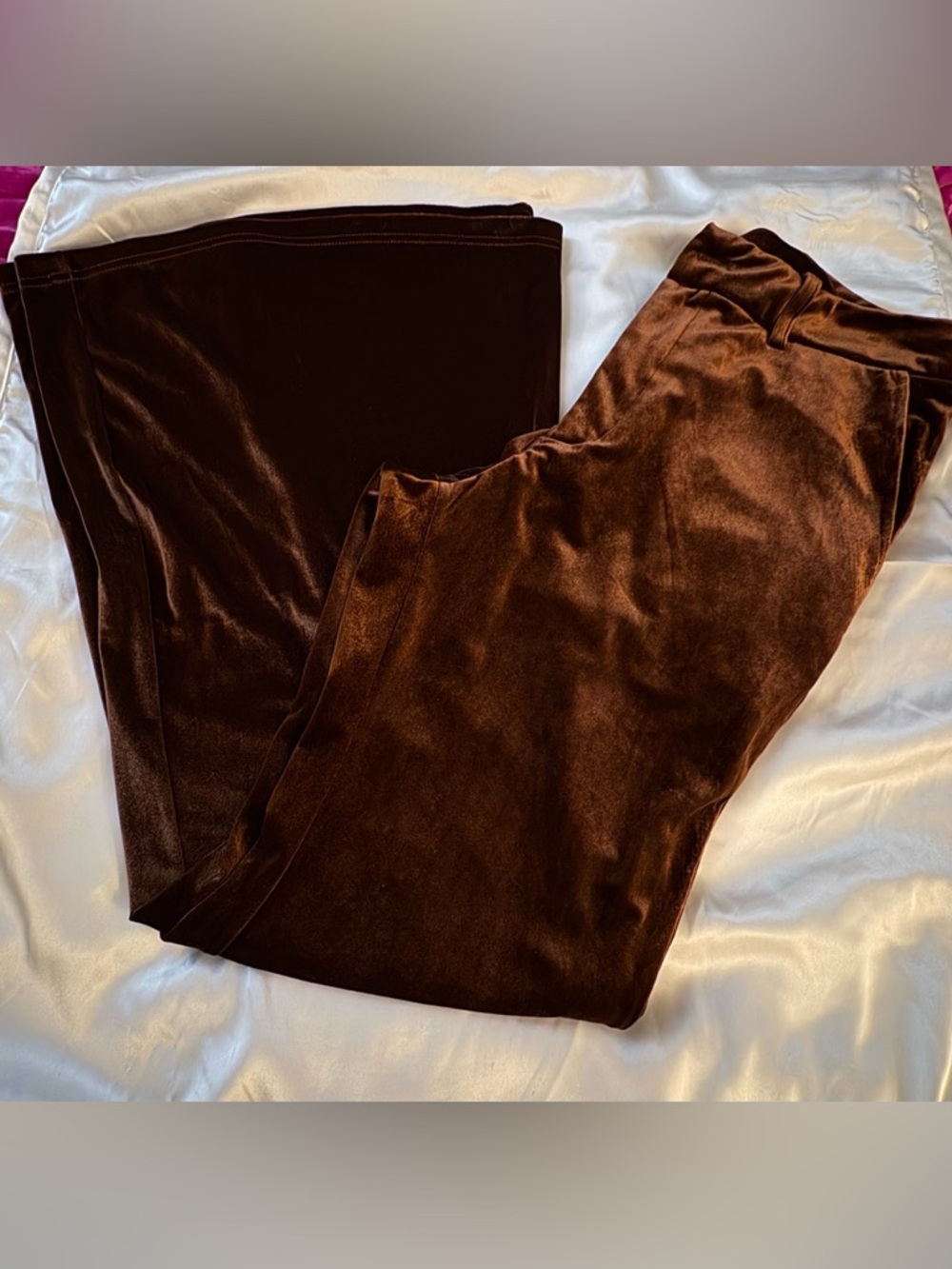 Men’s Rust Velvet Flare Trousers - Picture 7 of 8